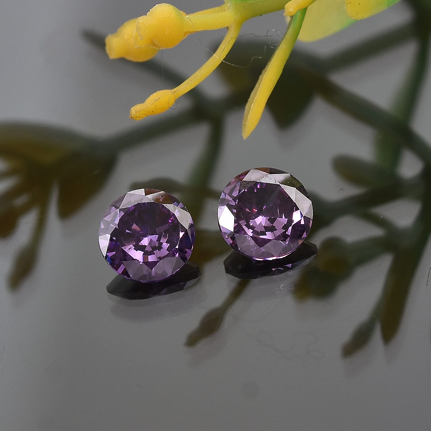 Simulated Amethyst Color Diamond Set of 2 (Rnd 6 mm) 2.62 ctw Loose Gemstone