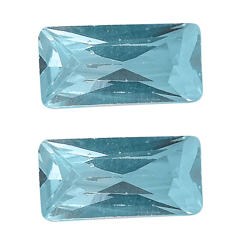 Simulated Aqua Diamond Set of 2 (Bgt 6x3 mm) 1.10 ctw Loose Gemstone