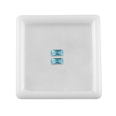 Simulated Aqua Diamond Set of 2 (Bgt 6x3 mm) 1.10 ctw Loose Gemstone