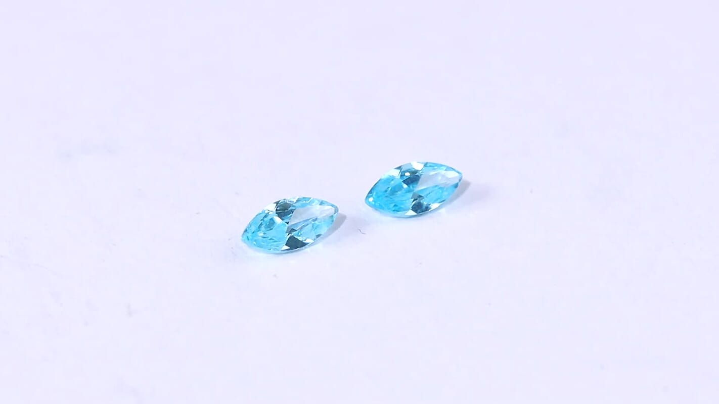 Simulated Aqua Diamond Set of 2 (Mrq 5x2.5 mm) 0.42 ctw Loose Gemstone