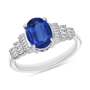 Luxoro Premium Kanchanaburi Blue Sapphire and G-H SI Diamond 1.53 ctw Ring in 14K White Gold (Size 10.0)