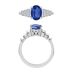 Luxoro Premium Kanchanaburi Blue Sapphire and G-H SI Diamond 1.53 ctw Ring in 14K White Gold (Size 10.0) (Del. in 10-12 Days)