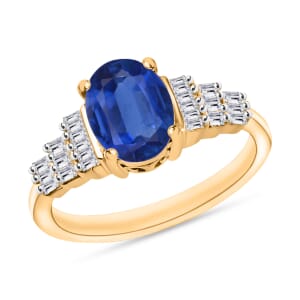 Luxoro Premium Kanchanaburi Blue Sapphire and G-H SI Diamond 1.53 ctw Ring in 14K Yellow Gold (Size 11.0)