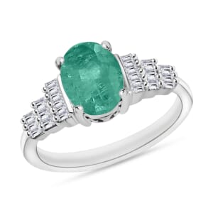 Luxoro Premium Kagem Zambian Emerald and G-H SI Diamond 1.33 ctw Ring in 14K White Gold (Size 10.0)