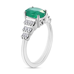 Luxoro Premium Kagem Zambian Emerald and G-H SI Diamond 1.33 ctw Ring in 14K White Gold (Size 10.0) (Del. in 10-12 Days)