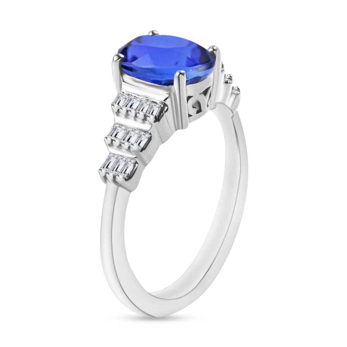 Luxoro Premium Tanzanite and G-H SI Diamond 1.48 ctw Ring in 14K White Gold (Size 10.0) image number 2