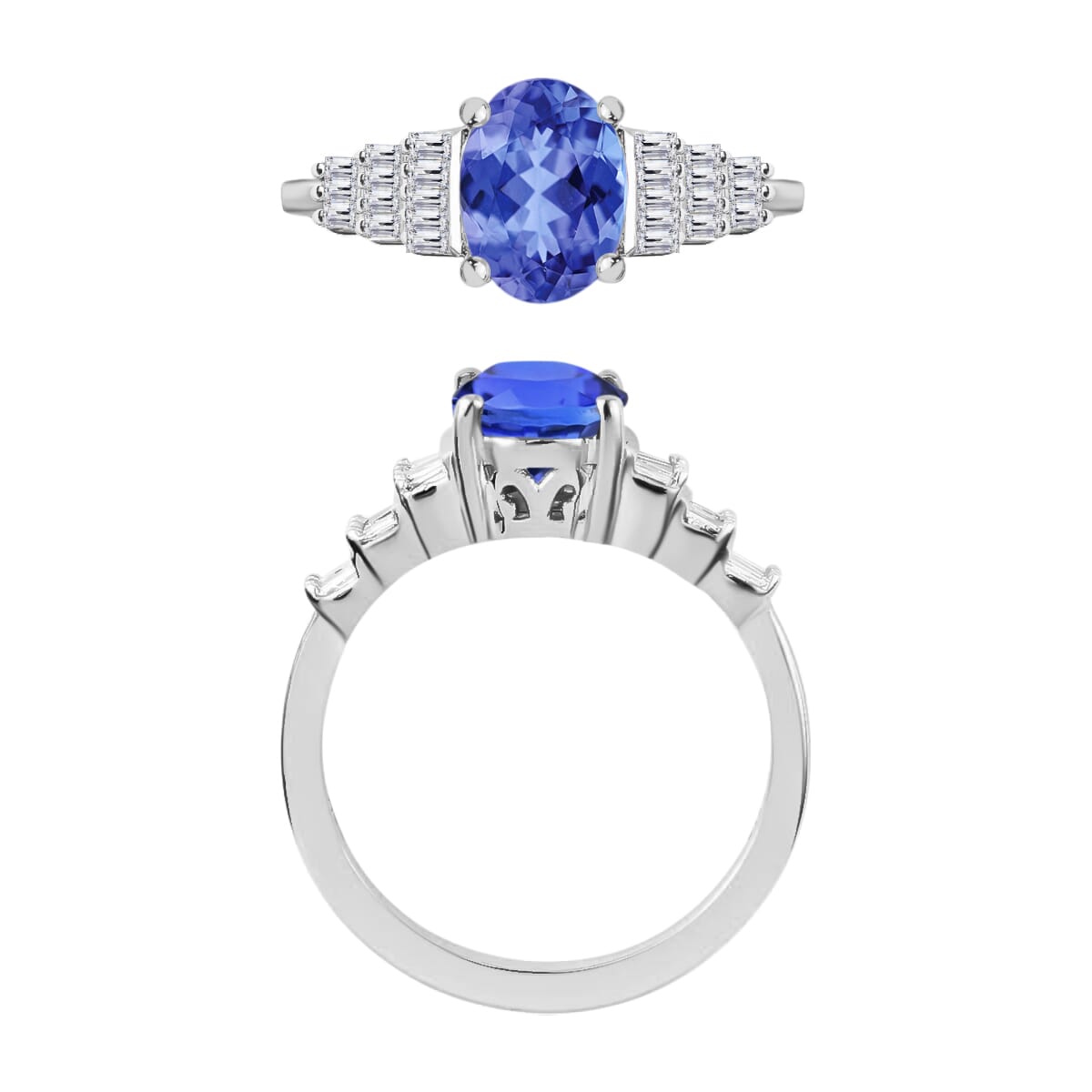 Luxoro Premium Tanzanite and G-H SI Diamond 1.48 ctw Ring in 14K White Gold (Size 10.0) image number 3