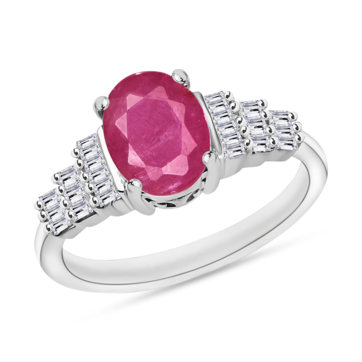 Luxoro Premium Mozambique Ruby and G-H SI Diamond 1.73 ctw Ring in 14K White Gold image number 0