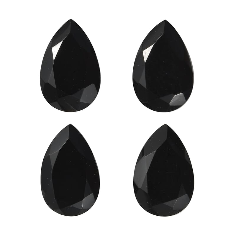 AA Black Onyx Set of 4 (Pear 9x6 mm) 4.37 ctw Loose Gemstone