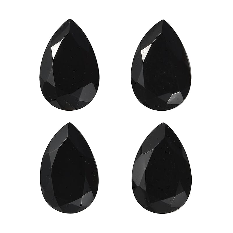 AA Black Onyx Set of 4 (Pear 9x6 mm) 4.37 ctw Loose Gemstone