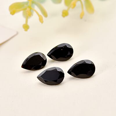 AA Black Onyx Set of 4 (Pear 9x6 mm) 4.37 ctw Loose Gemstone