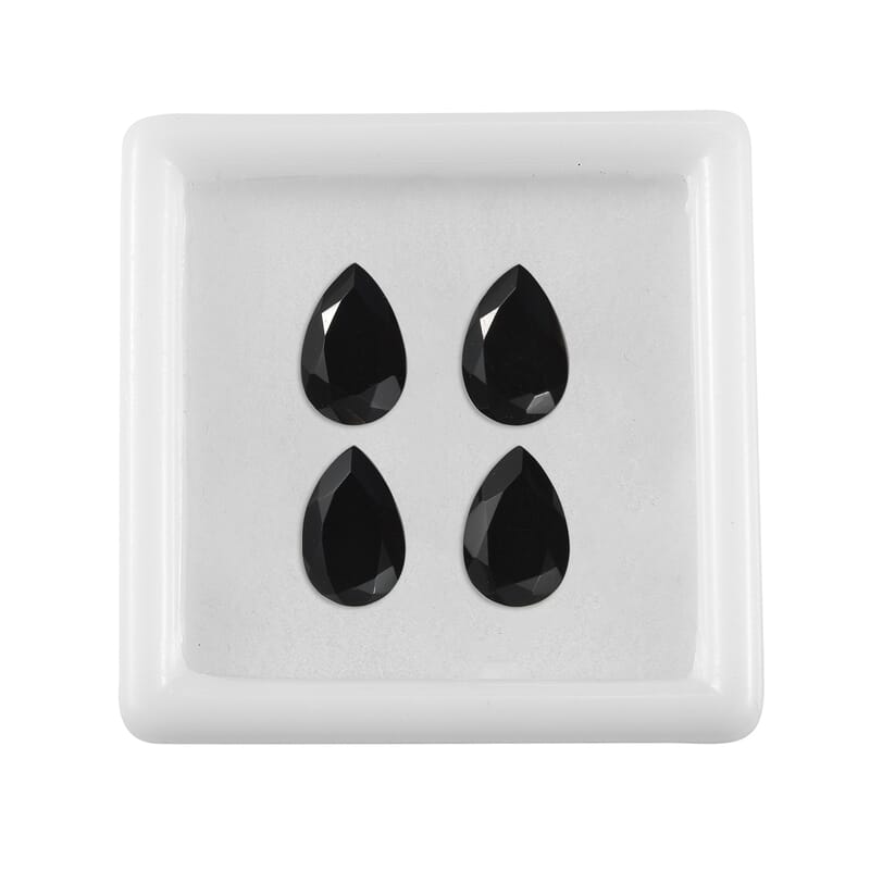 AA Black Onyx Set of 4 (Pear 9x6 mm) 4.37 ctw Loose Gemstone