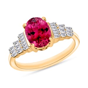 Luxoro Premium Ouro Fino Rubellite and G-H SI Diamond 1.43 ctw Ring in 14K Yellow Gold (Size 10.0)