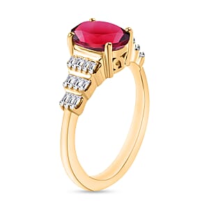 Luxoro Premium Ouro Fino Rubellite and G-H SI Diamond 1.43 ctw Ring in 14K Yellow Gold (Size 10.0) (Del. in 10-12 Days)