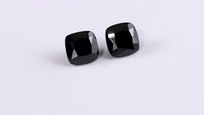 Thai Black Spinel Set of 2 (Cush 6x6 mm) 2.22 ctw Loose Gemstone
