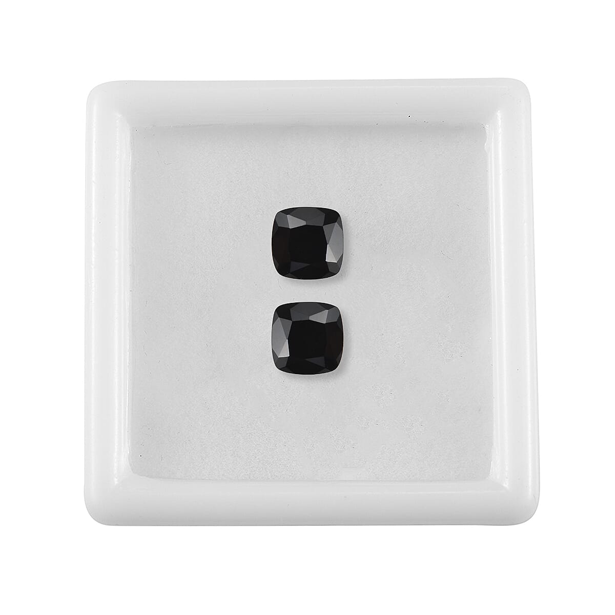 Thai Black Spinel Set of 2 (Cush 6x6 mm) 2.22 ctw Loose Gemstone