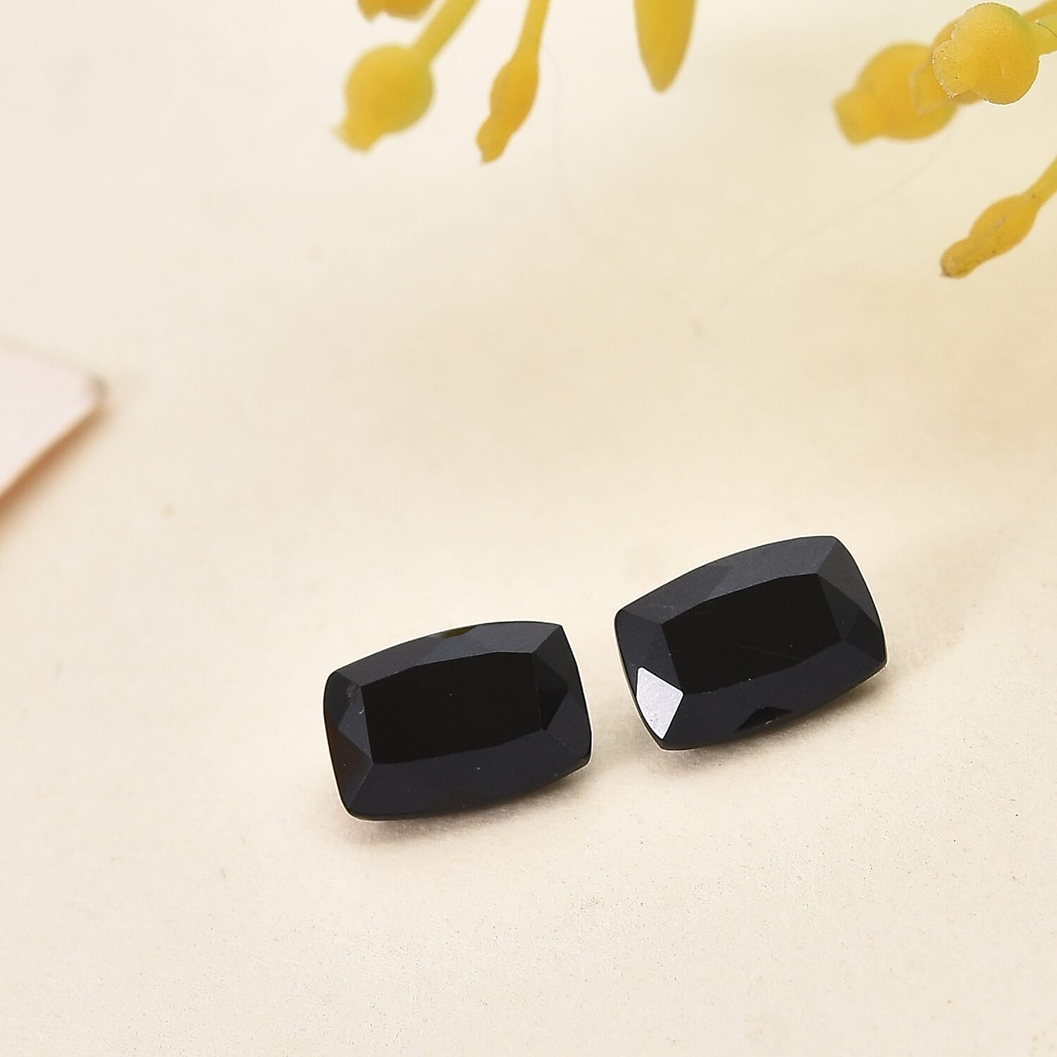 Thai Black Spinel Set of 2 (Cush 7x5 mm) 1.50 ctw Loose Gemstone