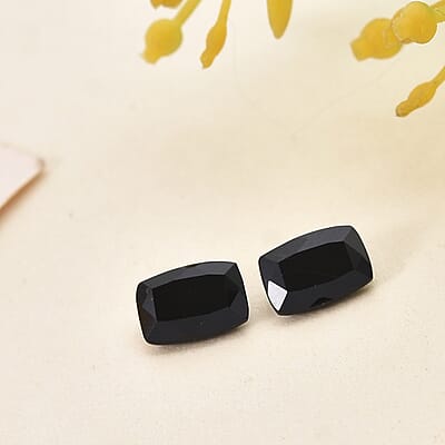 Thai Black Spinel Set of 2 (Cush 7x5 mm) 1.50 ctw Loose Gemstone