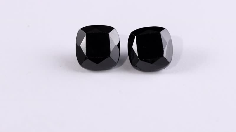 Thai Black Spinel Set of 2 (Cush 7x7 mm) 3.68 ctw Loose Gemstone