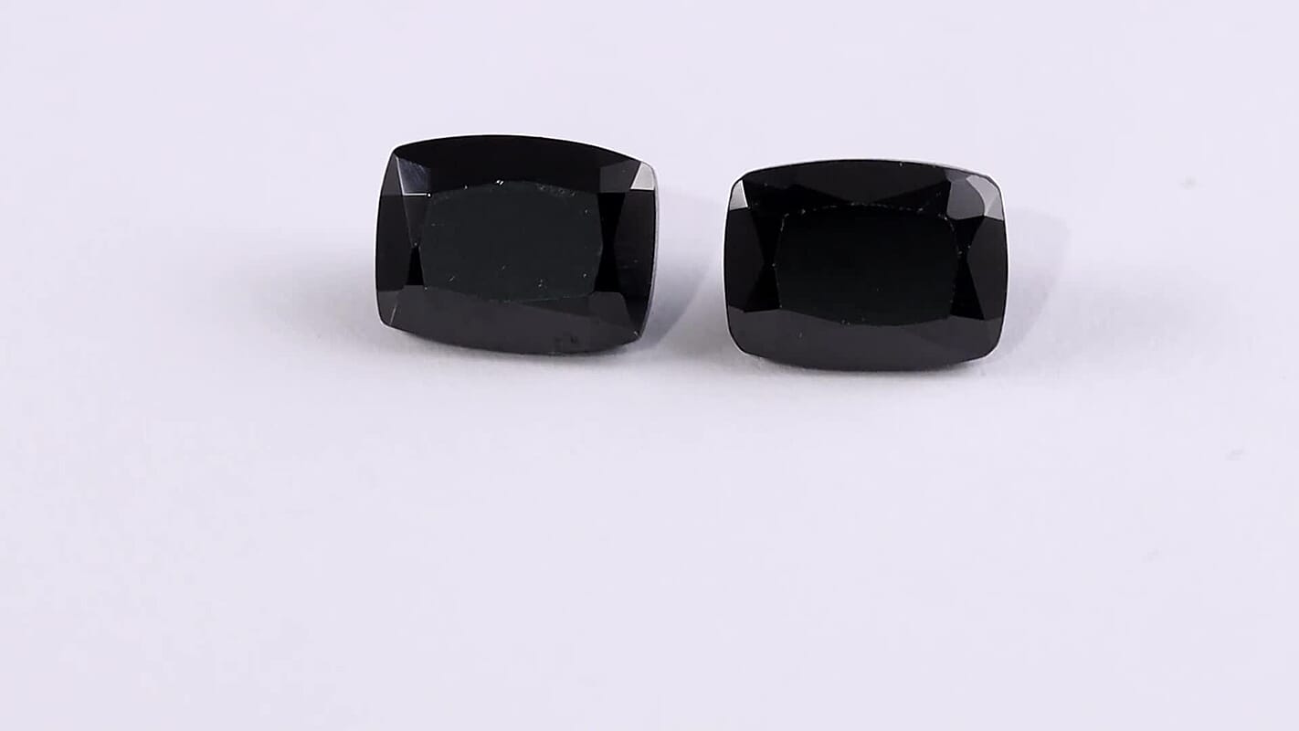 Thai Black Spinel Set of 2 (Cush 8x6 mm) 3.76 ctw Loose Gemstone