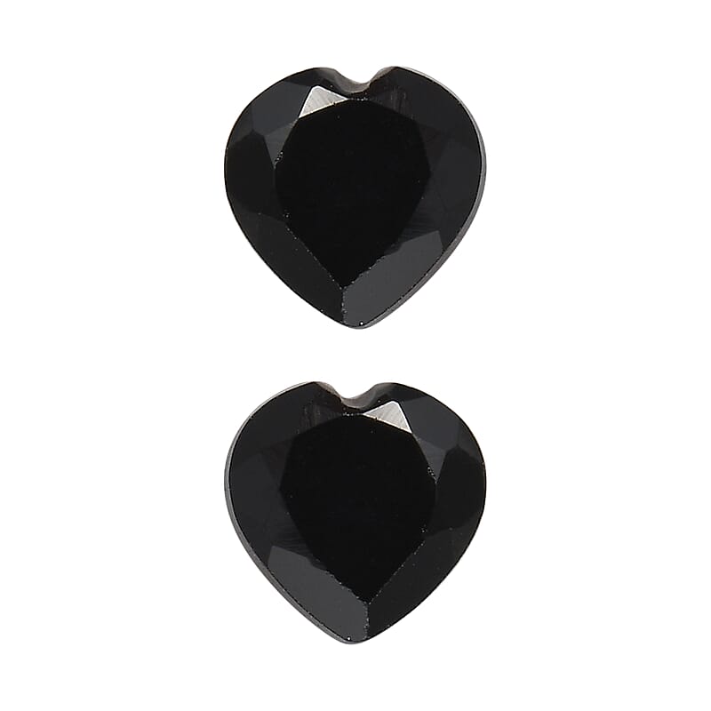 Thai Black Spinel Set of 2 (Hrt 5 mm) 0.99 ctw Loose Gemstone