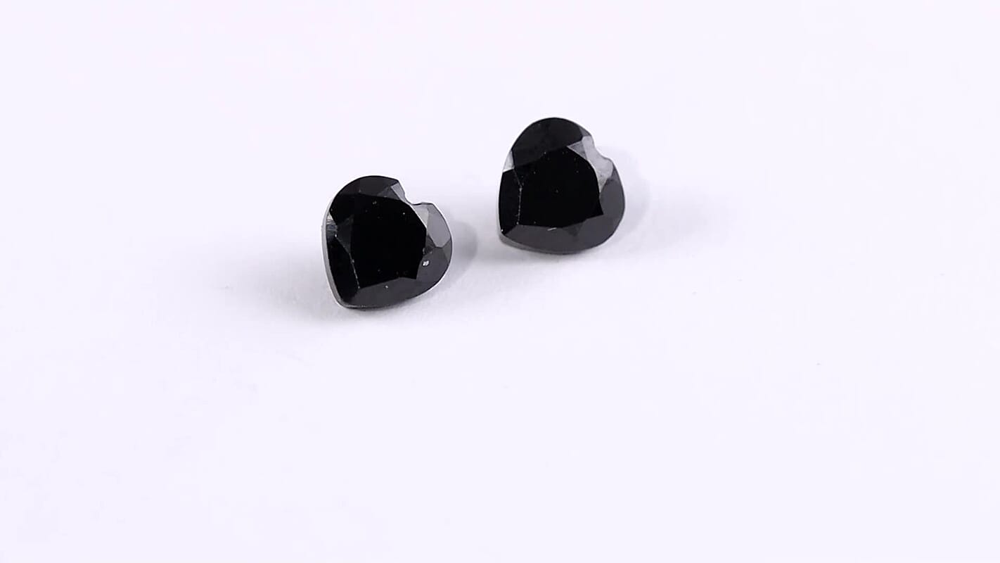 Thai Black Spinel Set of 2 (Hrt 5 mm) 0.99 ctw Loose Gemstone