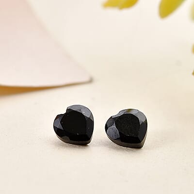 Thai Black Spinel Set of 2 (Hrt 5 mm) 0.99 ctw Loose Gemstone