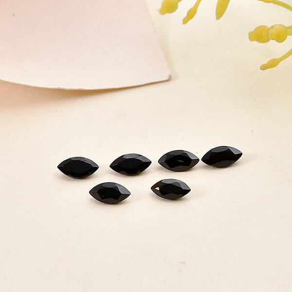 Thai Black Spinel Set of 6 (Mrq 6x3 mm) 1.88 ctw Loose Gemstone