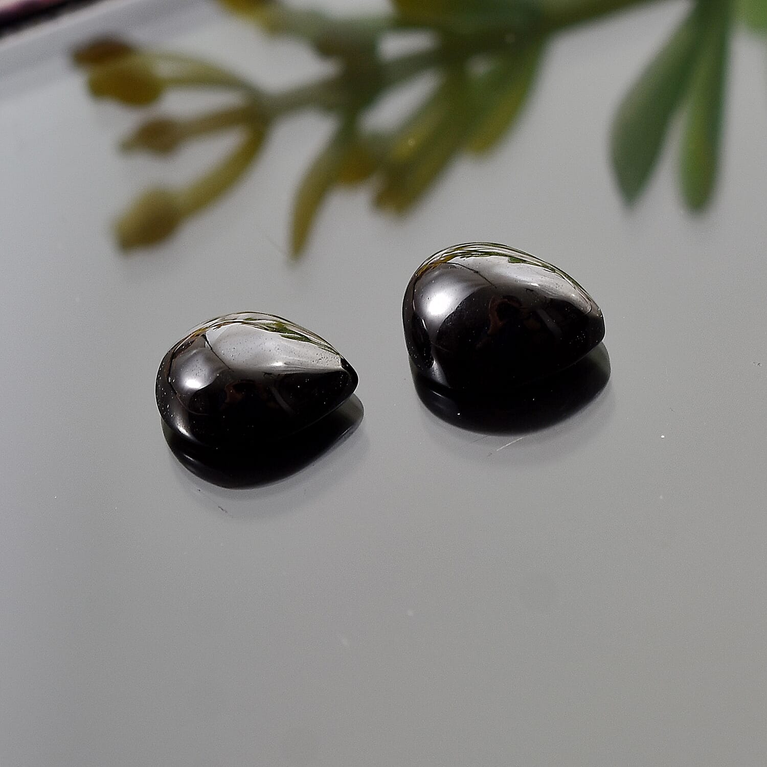 Thai Black Spinel Set of 2 (Pear 8x6 mm) 3.28 ctw Loose Gemstone
