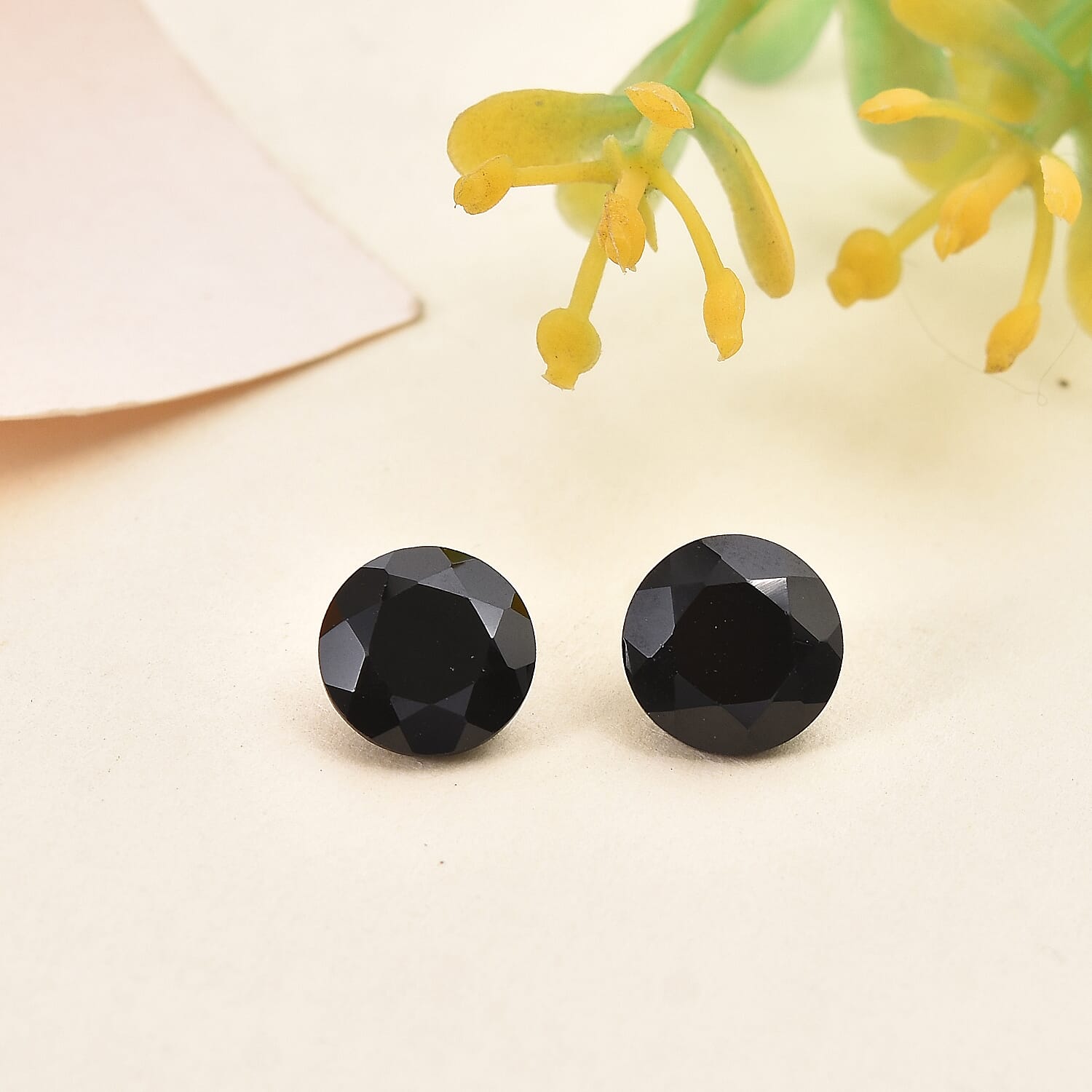 Thai Black Spinel Set of 2 (Rnd 8 mm) 4.14 ctw Loose Gemstone