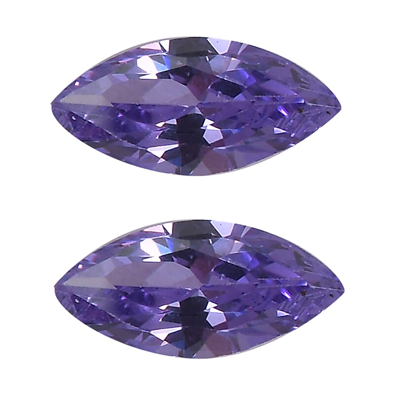 Simulated Blue Diamond Set of 2 (Mrq 5x2.5 mm) 0.39 ctw Loose Gemstone