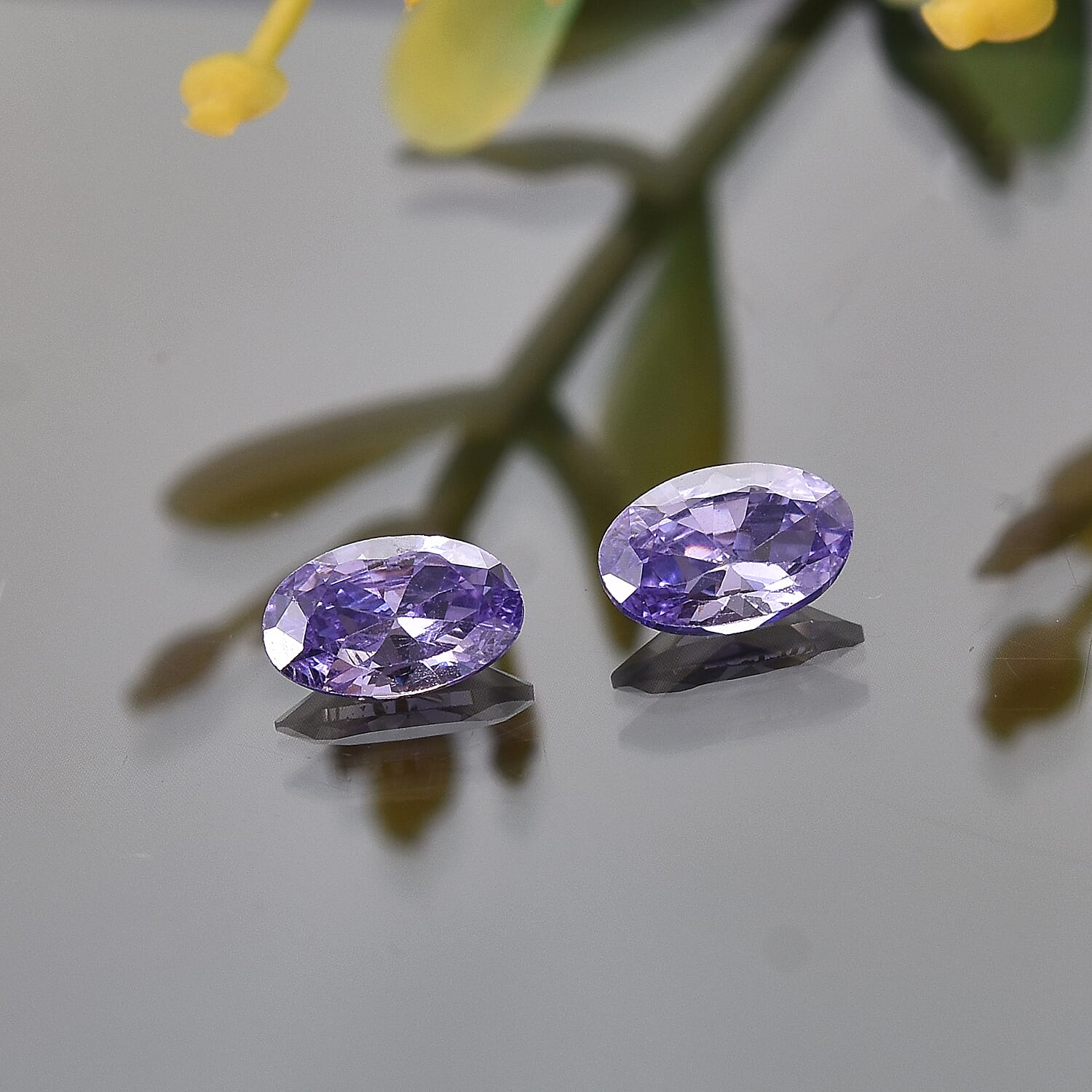 Simulated Blue Diamond Set of 2 (Ovl 6x4 mm) 1.24 ctw Loose Gemstone