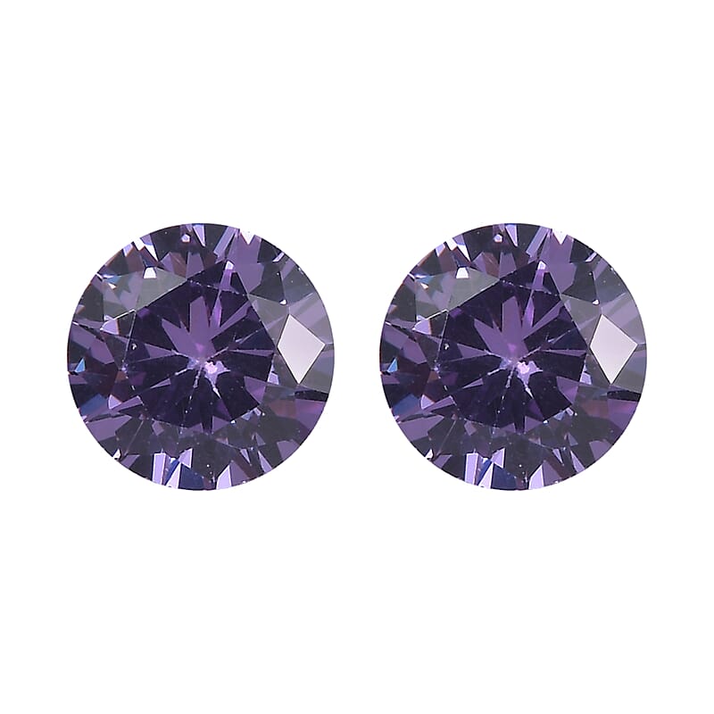 Simulated Blue Diamond Set of 2 (Rnd 5 mm) 1.61 ctw Loose Gemstone
