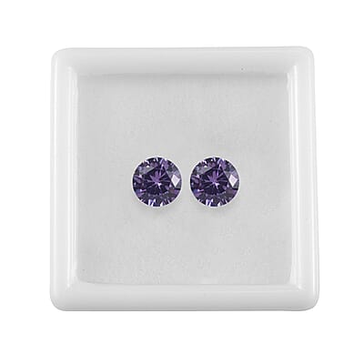 Simulated Blue Diamond Set of 2 (Rnd 5 mm) 1.61 ctw Loose Gemstone