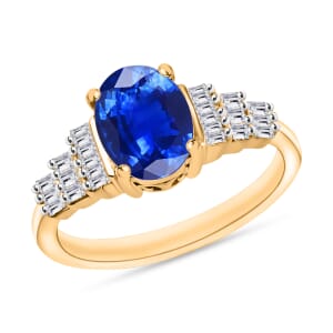 Iliana AAA Ceylon Blue Sapphire and G-H SI Diamond 1.53 ctw Ring in 18K Yellow Gold (Size 6.0) 4.50 Grams