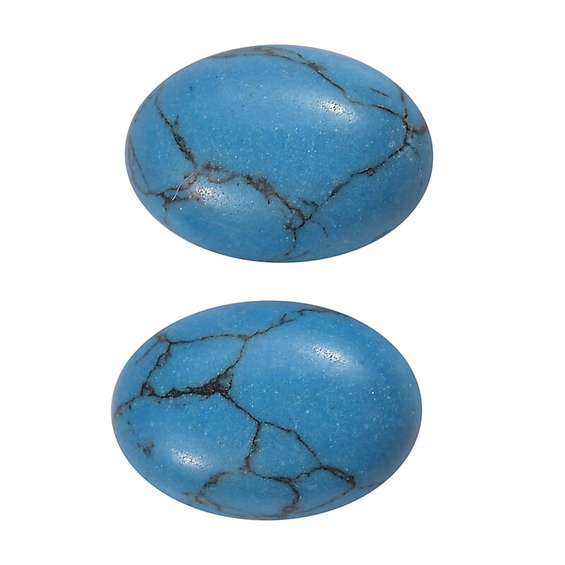 Blue Howlite Set of 2 (Ovl 7x5 mm) 1.18 ctw Loose Gemstone