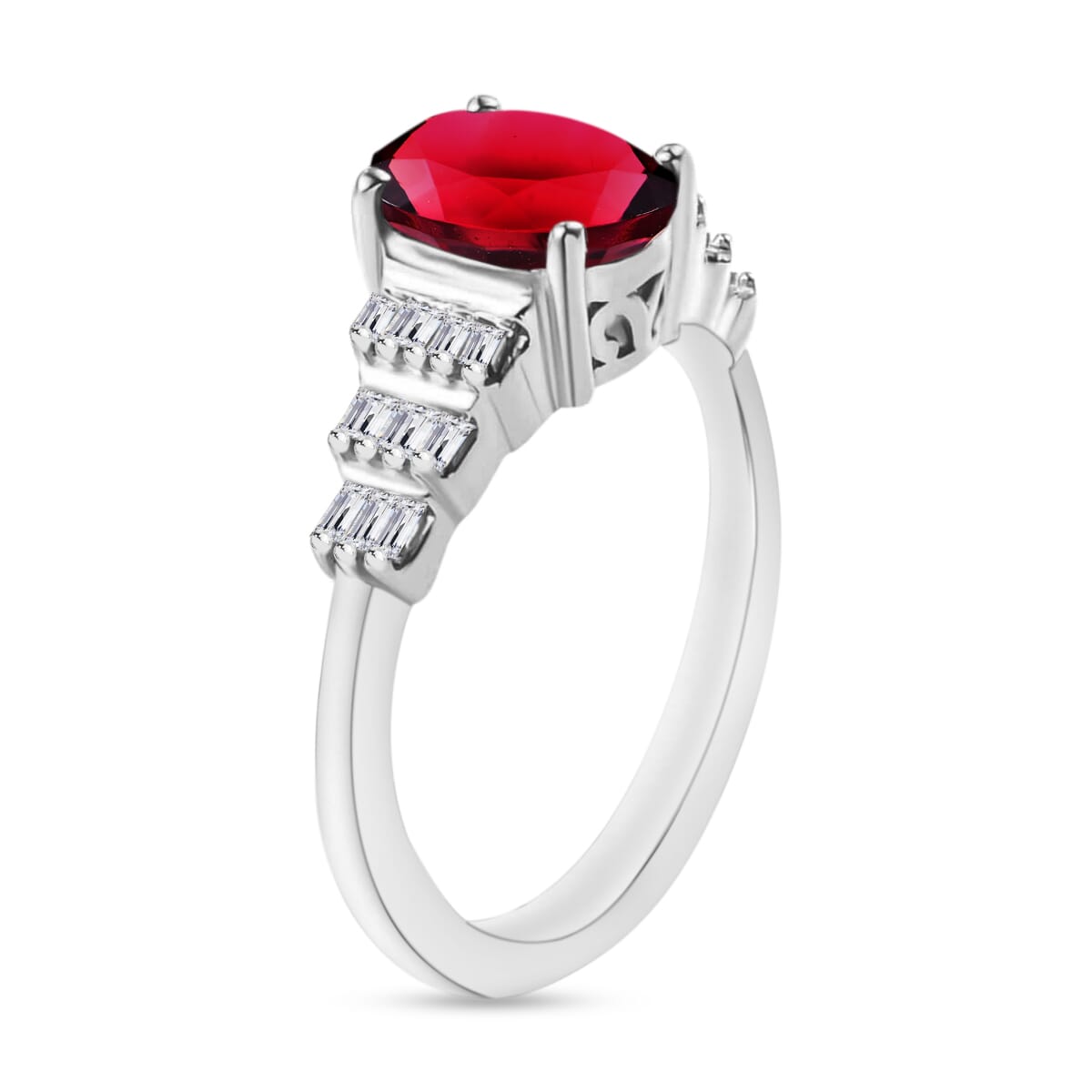 Rhapsody AAAA Ouro Fino Rubellite and E-F VS2 Diamond 1.43 ctw Ring in 950 Platinum (Size 10.0) 5 Grams image number 2