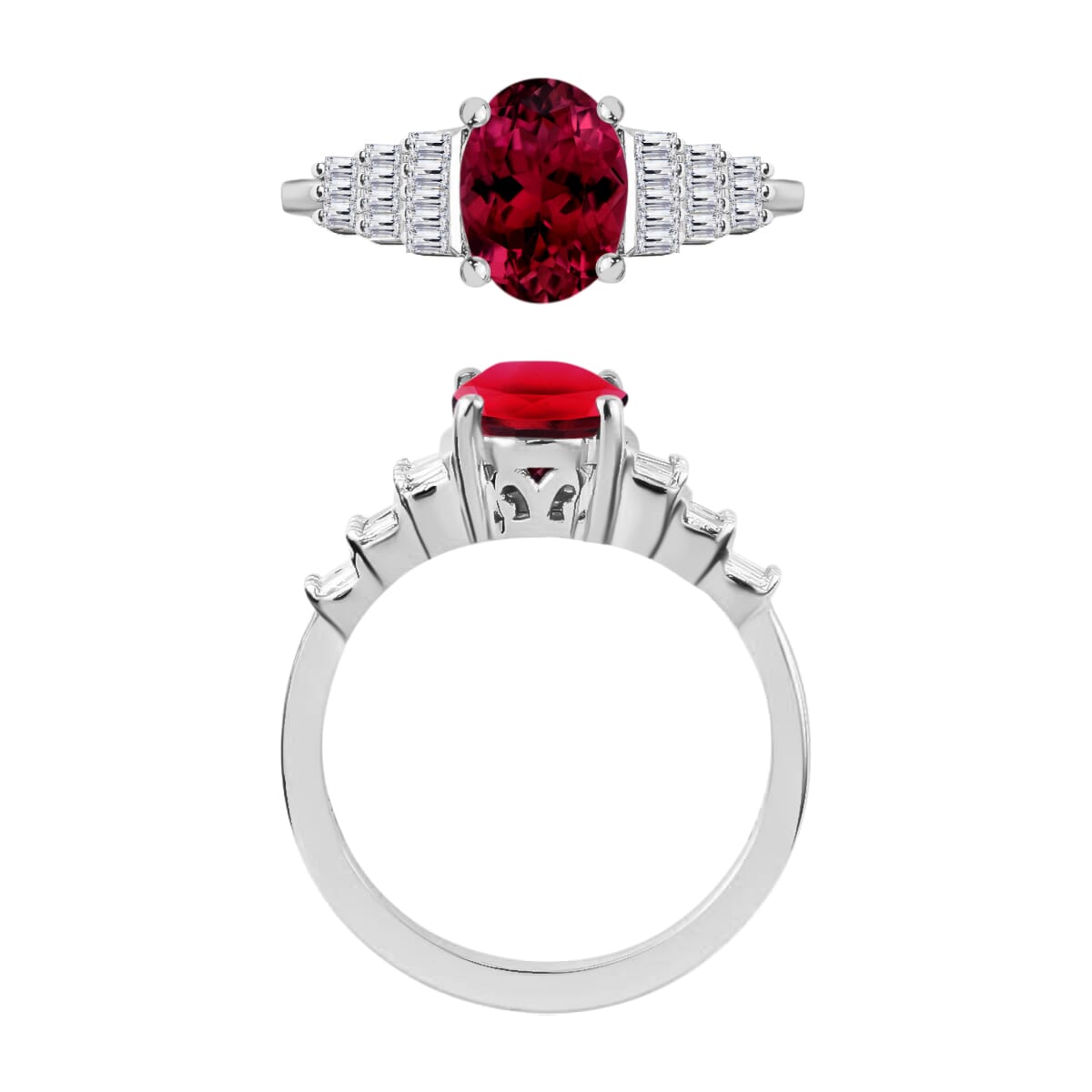 Rhapsody AAAA Ouro Fino Rubellite and E-F VS2 Diamond 1.43 ctw Ring in 950 Platinum (Size 10.0) 5 Grams image number 3