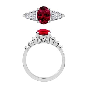 Rhapsody AAAA Ouro Fino Rubellite and E-F VS2 Diamond 1.43 ctw Ring in 950 Platinum (Size 10.0) 5 Grams (Del. in 10-12 Days)
