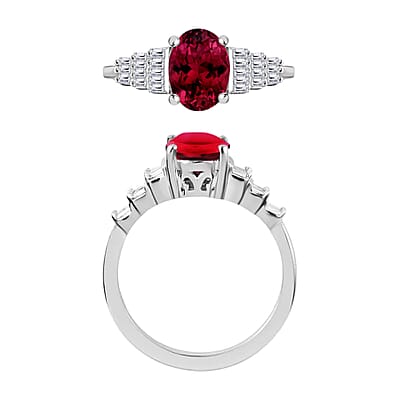 Rhapsody AAAA Ouro Fino Rubellite and E-F VS2 Diamond 1.43 ctw Ring in 950 Platinum (Size 10.0) 6 Grams