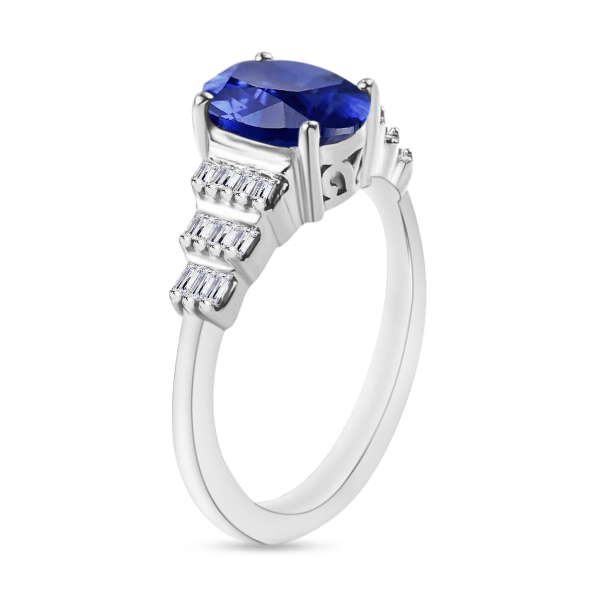 Rhapsody AAAA Ceylon Blue Sapphire and E-F VS2 Diamond 1.53 ctw Ring in 950 Platinum (Size 10.0) 5 Grams image number 2