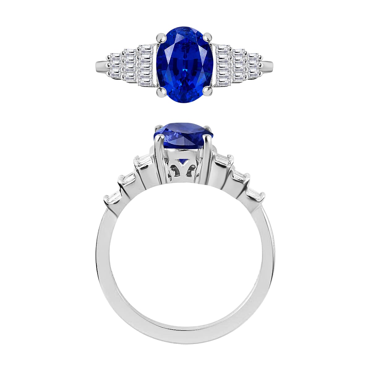 Rhapsody AAAA Ceylon Blue Sapphire and E-F VS2 Diamond 1.53 ctw Ring in 950 Platinum (Size 10.0) 6 Grams