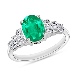 Rhapsody AAAA Kagem Zambian Emerald and E-F VS2 Diamond 1.33 ctw Ring in 950 Platinum (Size 10.0) 5 Grams