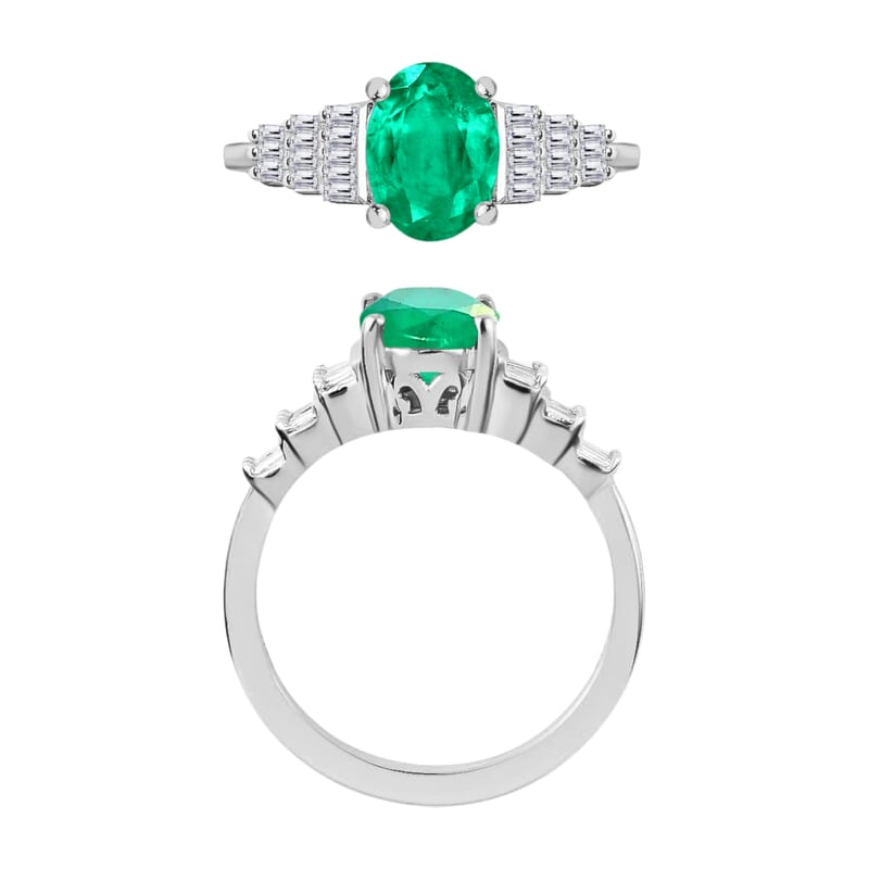 Rhapsody AAAA Kagem Zambian Emerald and E-F VS2 Diamond 1.33 ctw Ring in 950 Platinum (Size 10.0) 6 Grams