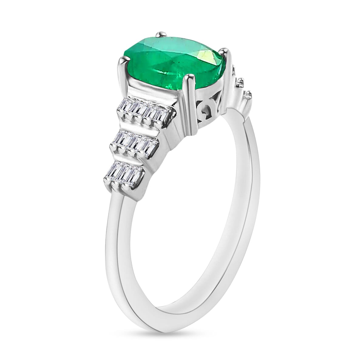 Rhapsody AAAA Kagem Zambian Emerald and E-F VS2 Diamond 1.33 ctw Ring in 950 Platinum (Size 5.0) 5 Grams (Del. in 10-12 Days) image number 2