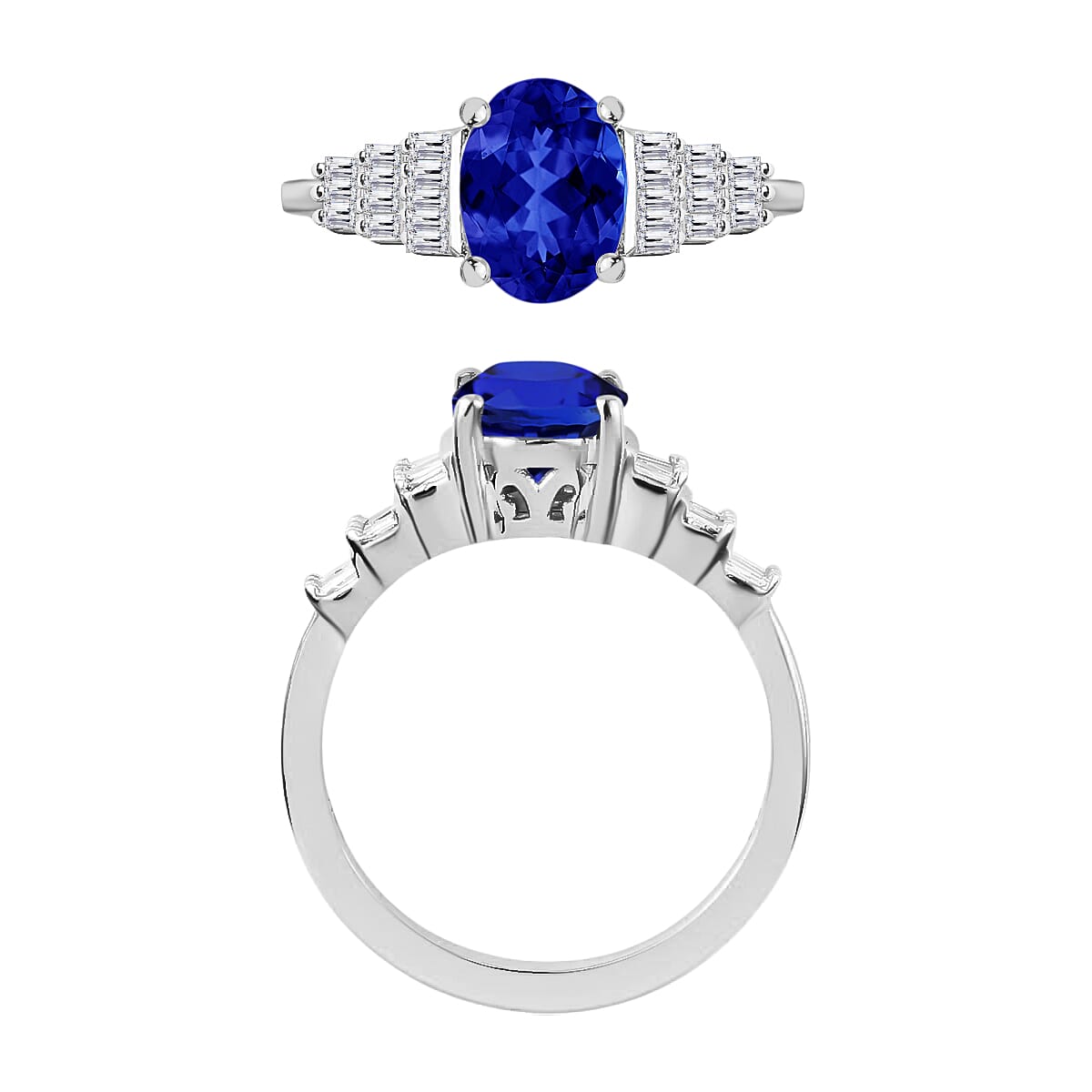 Rhapsody AAAA Tanzanite and E-F VS2 Diamond 1.48 ctw Ring in 950 Platinum (Size 10.0) 6 Grams