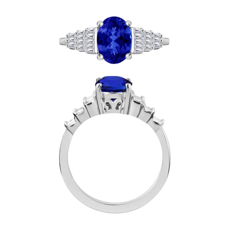 Rhapsody AAAA Tanzanite and E-F VS2 Diamond 1.48 ctw Ring in 950 Platinum (Size 10.0) 6 Grams