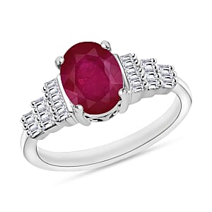 Rhapsody AAAA Mozambique Ruby and E-F VS2 Diamond 1.73 ctw Ring in 950 Platinum (Size 10.0) 5 Grams