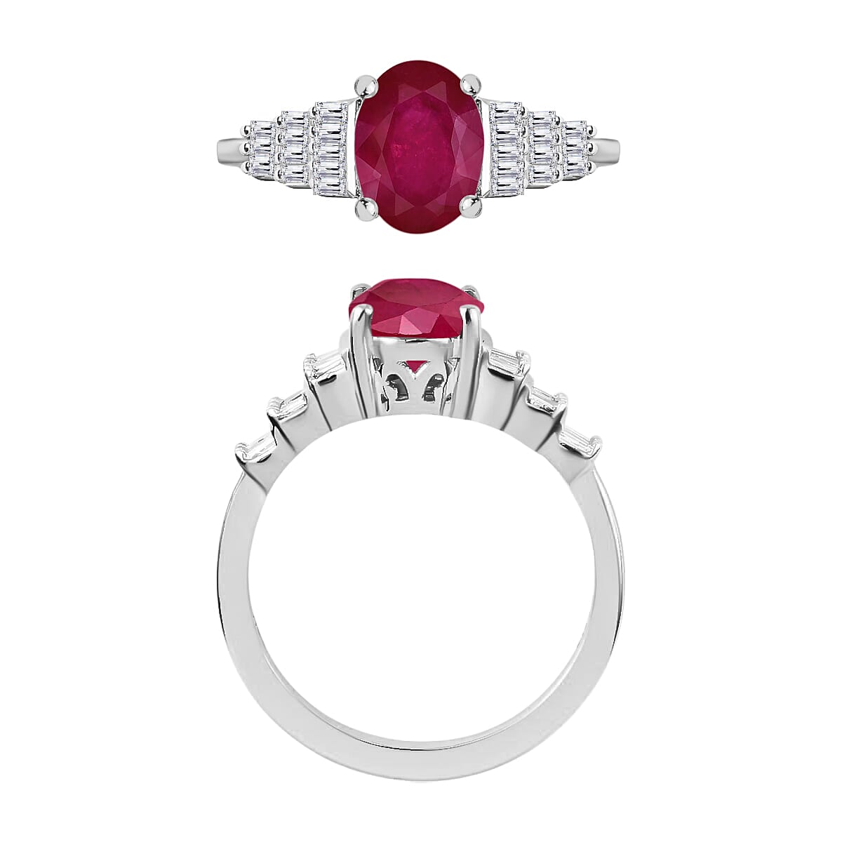 Rhapsody AAAA Mozambique Ruby and E-F VS2 Diamond 1.73 ctw Ring in 950 Platinum (Size 10.0) 5 Grams image number 3