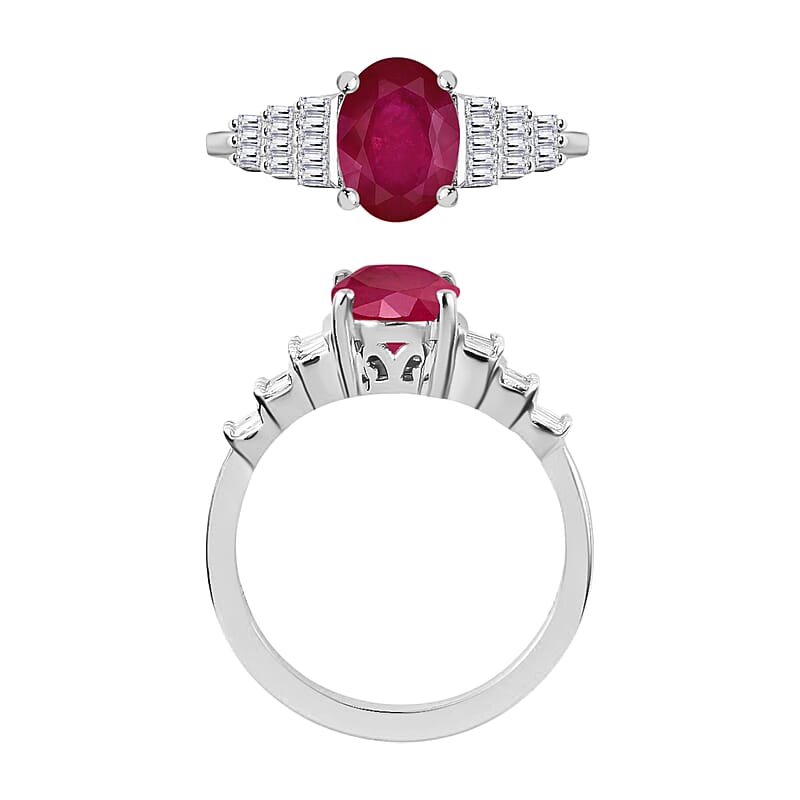 Rhapsody AAAA Mozambique Ruby and E-F VS2 Diamond 1.73 ctw Ring in 950 Platinum (Size 10.0) 6 Grams